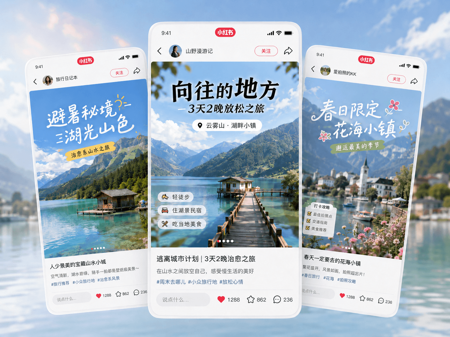 小红书旅行内容封面示意图